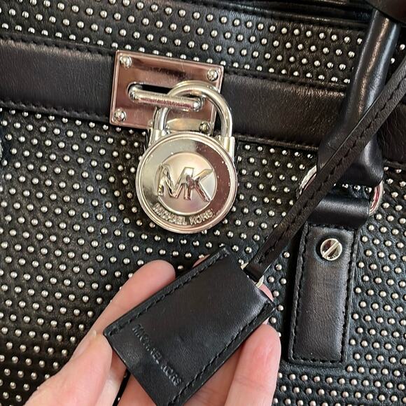 Michael Kors RARE Hamilton Studded Large Black Tote + MK Dust bag MSRP $558 EUC - Picture 14 of 16